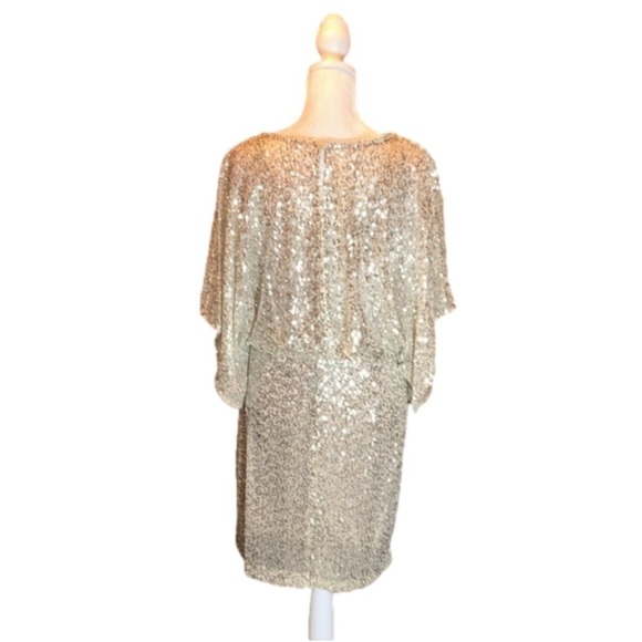 JESSICA HOWARD Stunning Sequin Mesh Dolman Sleeve Blouson Sheath Dress Size 6 - Picture 8 of 11